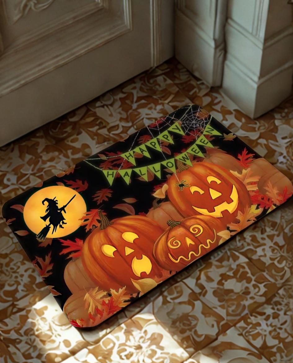 Halloween Pumpkin & Leaf Doormat