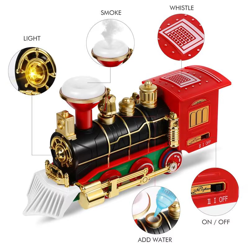 Christmas Train Set Electric Train Toy with Sound Light Railway Tracks for Kids Gift Christmas Tree Decorations Steam Train Toy