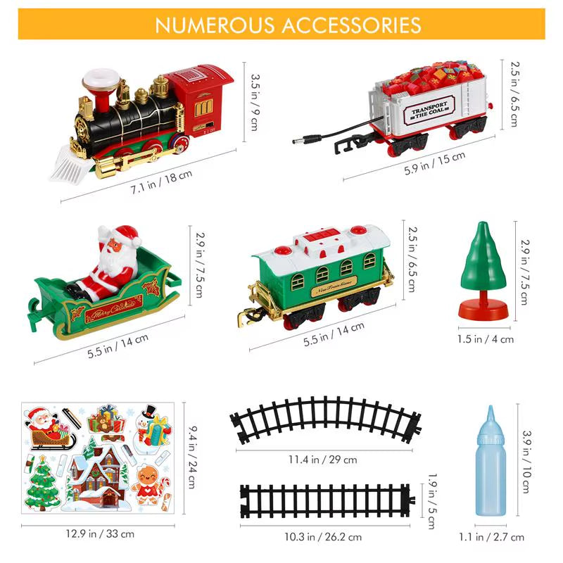 Christmas Train Set Electric Train Toy with Sound Light Railway Tracks for Kids Gift Christmas Tree Decorations Steam Train Toy
