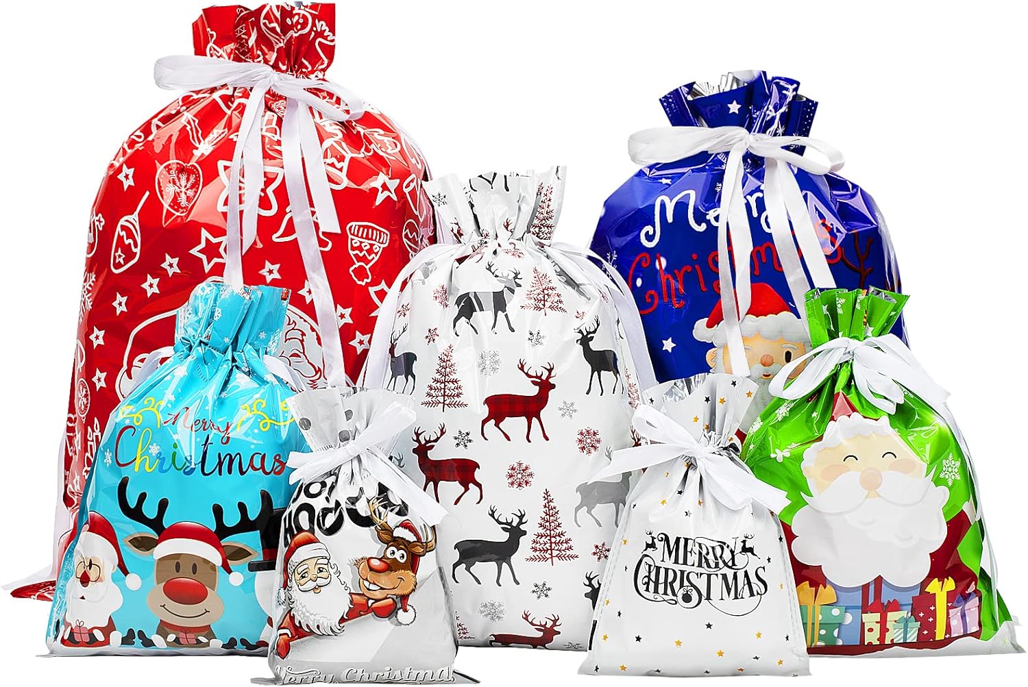 30-Pack Christmas Drawstring Gift Bags