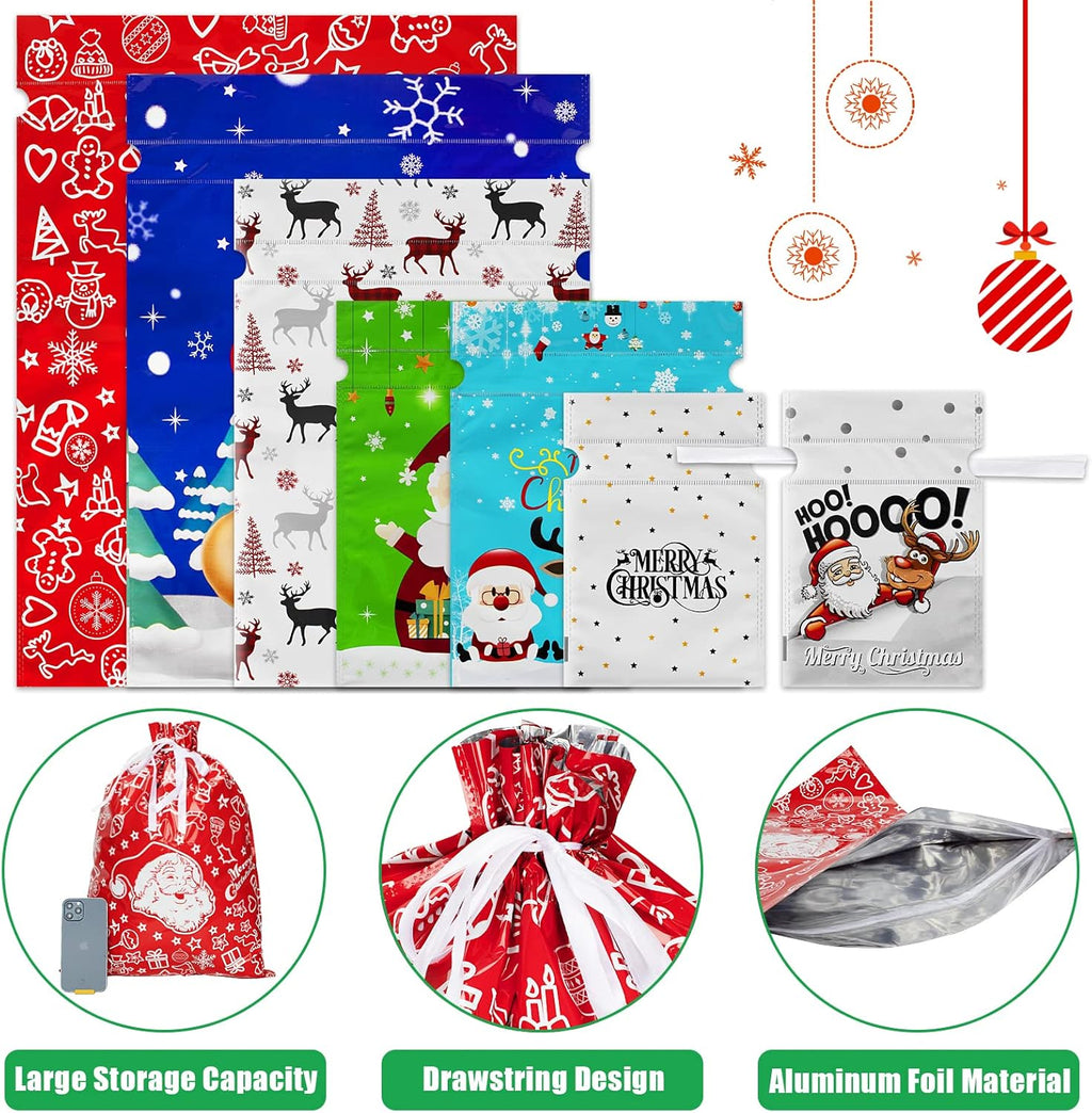 30-Pack Christmas Drawstring Gift Bags
