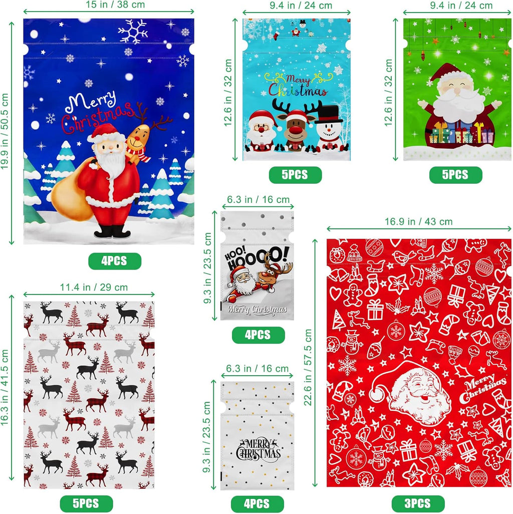 30-Pack Christmas Drawstring Gift Bags