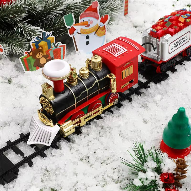 Christmas Train Set Electric Train Toy with Sound Light Railway Tracks for Kids Gift Christmas Tree Decorations Steam Train Toy