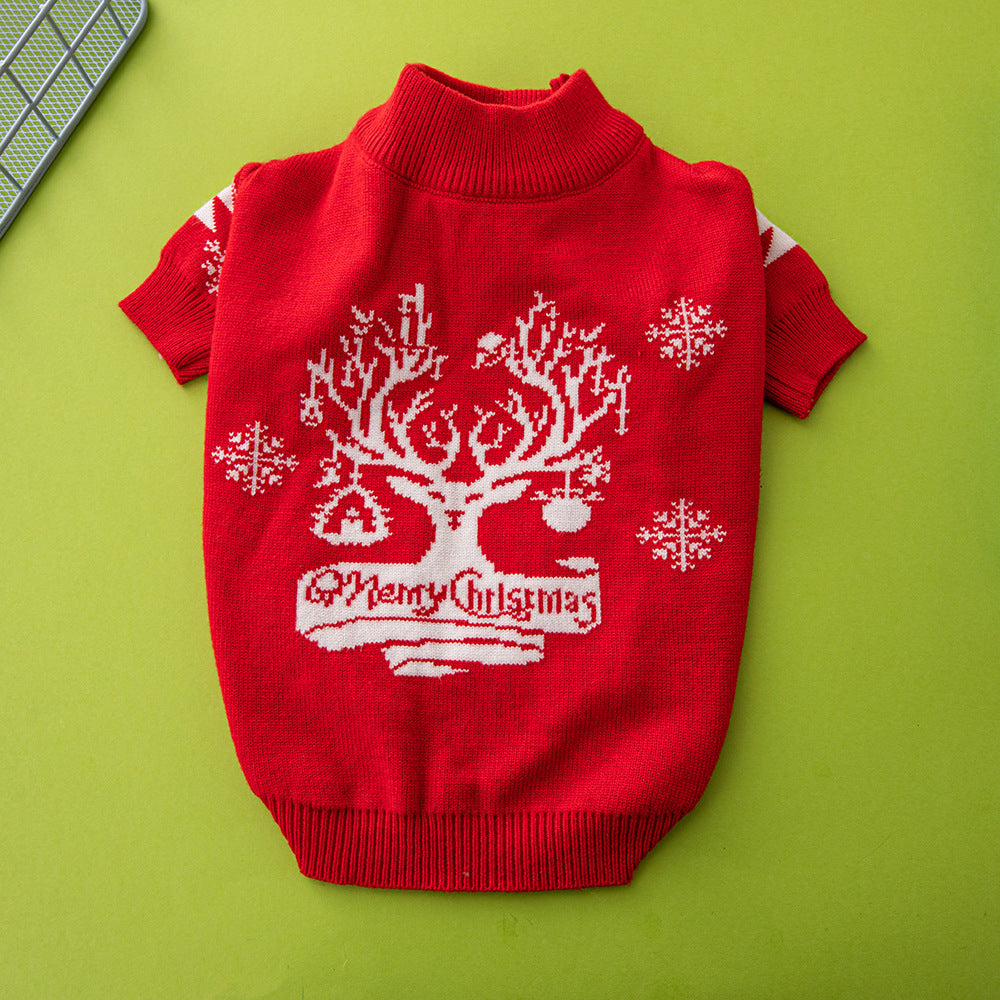 Christmas Dog Sweater – Elk & Christmas Tree Design